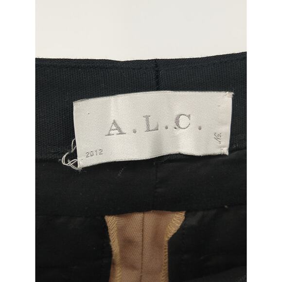 A.L.C. James Pants 2 Wool Mohair Blend Cropped Tuxedo Stripe Trousers Tan Black - Picture 11 of 11